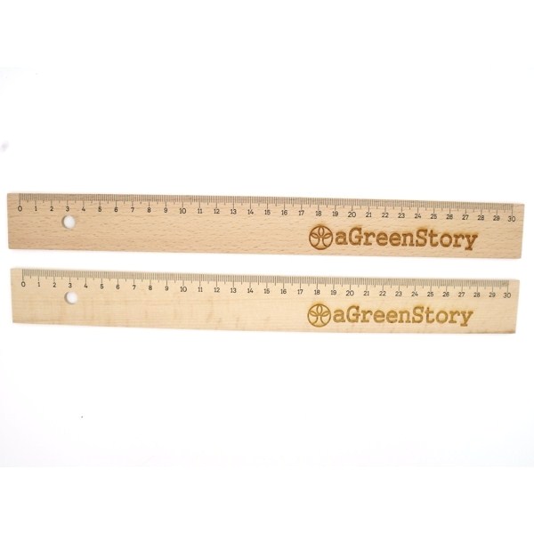 Wooden ruler 30 cm with steel side